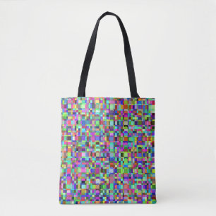 Bolso De Tela Patrón multicolor de formas de cuadrados abstracto
