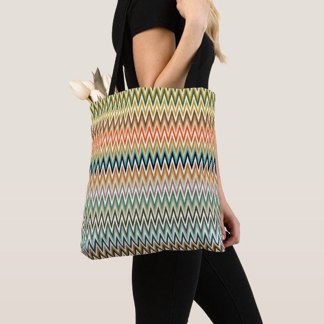 Bolso De Tela Patrón Multicolorizado de Zigzag (Detalle)