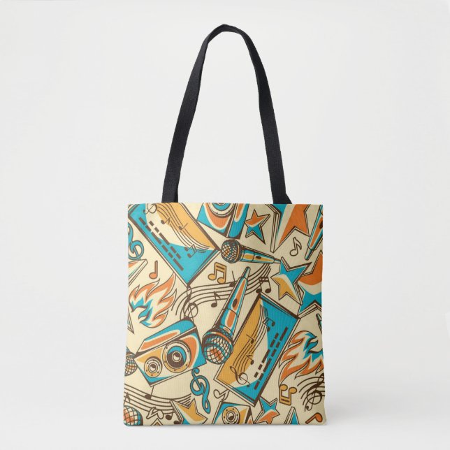 Bolso De Tela Patrón musical (Anverso)