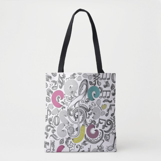 Bolso De Tela Patrón musical (Anverso)