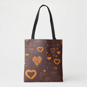 Bolso De Tela Patrón naranja moderno corazón lindo