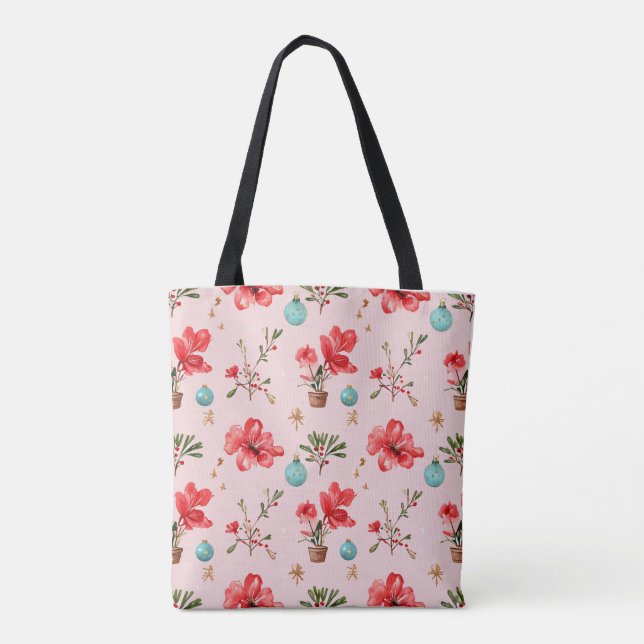 Bolso De Tela Patrón navidad Con Flores, Mistletoe (Reverso)