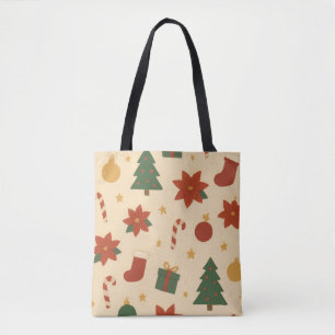 Bolso De Tela Patrón Navideño Acogedor con Regalos y Árboles
