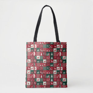 Bolso De Tela Patrón Navideño Vibrante
