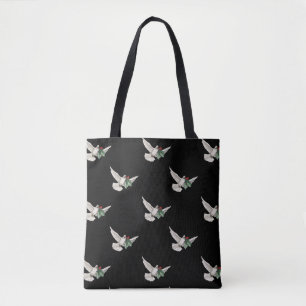 Bolso De Tela Patrón Navideño Vintage, Paloma Blanca por la Paz