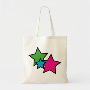 Bolso De Tela Patrón negrita de estrellas de colores neón retro
