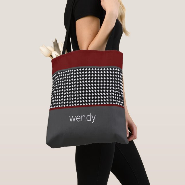 Bolso De Tela Patrón negro con burdeos (Detalle)