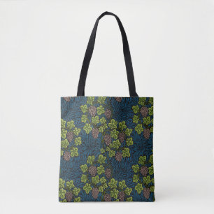 Bolso De Tela Patrón negro de vid de uva sin costuras de William