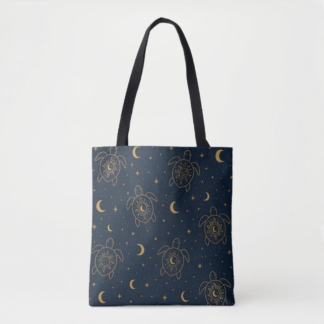 Bolso De Tela Patrón Nocturno de Tortuga Celestial (Anverso)