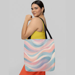 Bolso De Tela Patrón ondulado abstracto de color pastel