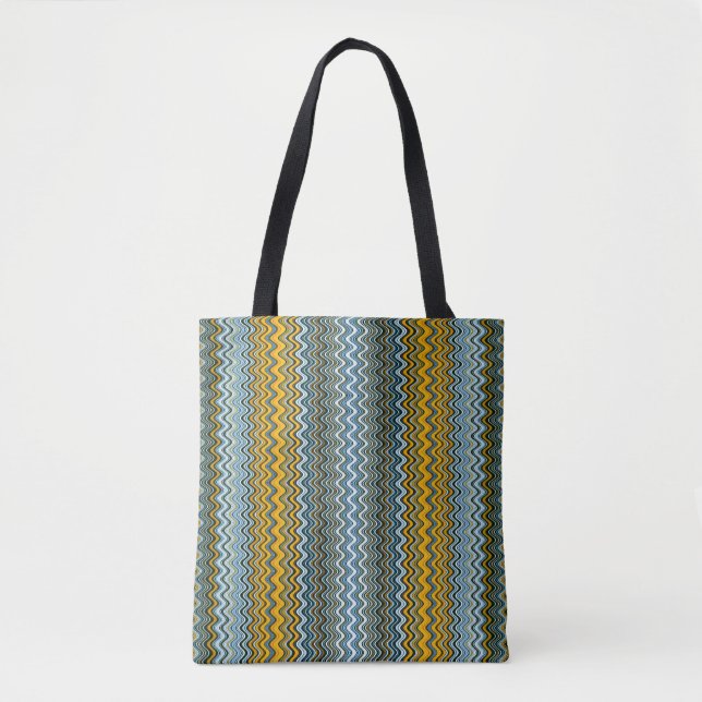 Bolso De Tela Patrón ondulado amarillo y azul único (Anverso)