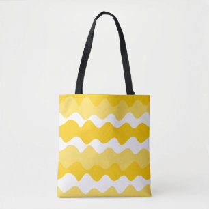 Bolso De Tela Patrón ondulado horizontal amarillo y blanco