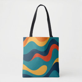 Bolso De Tela Patrón ondulado retro moderno abstracto 