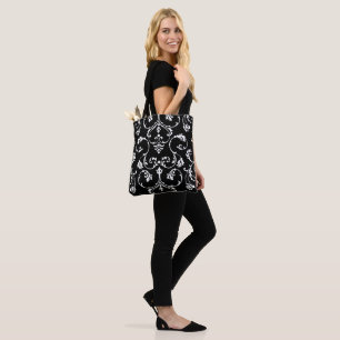 Bolso De Tela Patrón ornamental blanco y negro