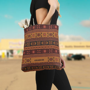 Bolso De Tela Patrón ornamental tribal de la etnia terracota mod
