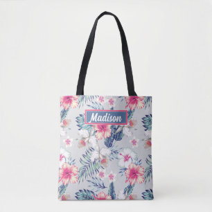 Bolso De Tela Patrón Orquídea Tropical