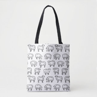 Bolso De Tela Patrón ovino - Blanco y negro