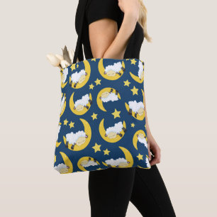 Bolso De Tela Patrón ovino, oveja durmiente, luna, estrellas