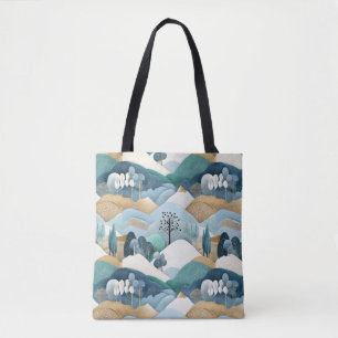 Bolso De Tela Patrón paisajístico Pastel