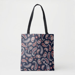 Bolso De Tela Patrón paisley tradicional indio en la marina