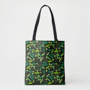 Bolso De Tela Patrón Peas 01.bw Negro BG