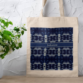 Bolso De Tela Patrón personalizado boho de hoja de palma azul De