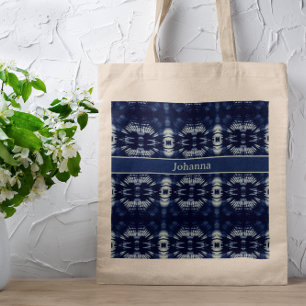Bolso De Tela Patrón personalizado boho de hoja de palma azul De