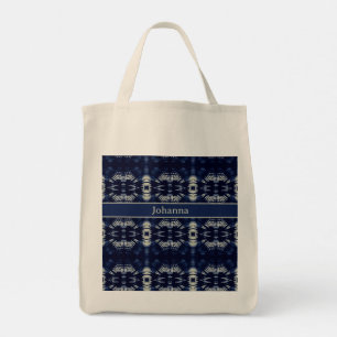 Bolso De Tela Patrón personalizado boho de hoja de palma azul De
