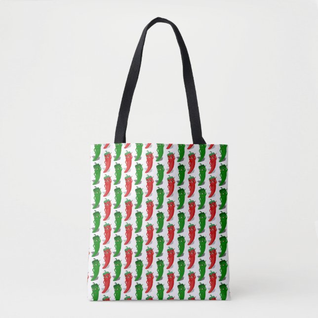 Bolso De Tela Patrón Personalizado De Divas De Pimienta Rojo Y V (Anverso)
