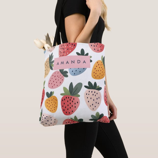 Bolso De Tela Patrón personalizado de fresa de fruta (Detalle)