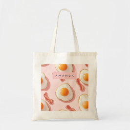 Bolso De Tela Patrón personalizado de huevo y tocino rosado