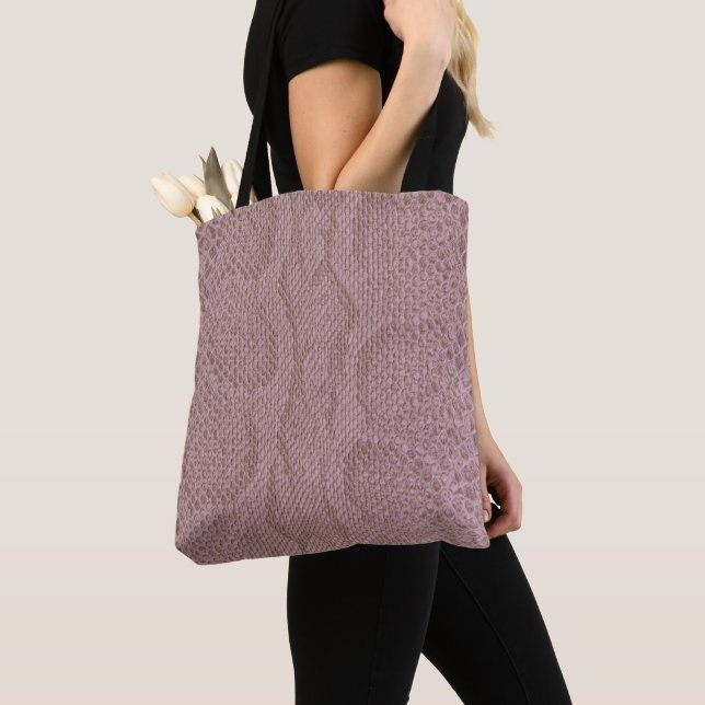 Bolso De Tela Patrón Piel de serpiente rosado moderno (Detalle)