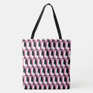 Bolso De Tela Patrón pingüino blanco negro rosado