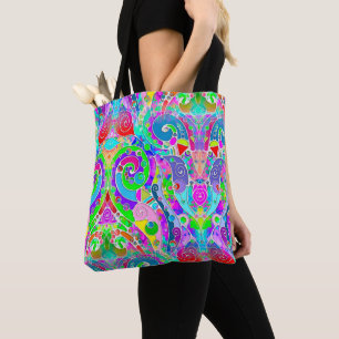 Bolso De Tela Patrón Pintado A Mano Y Digitalmente Art. 22