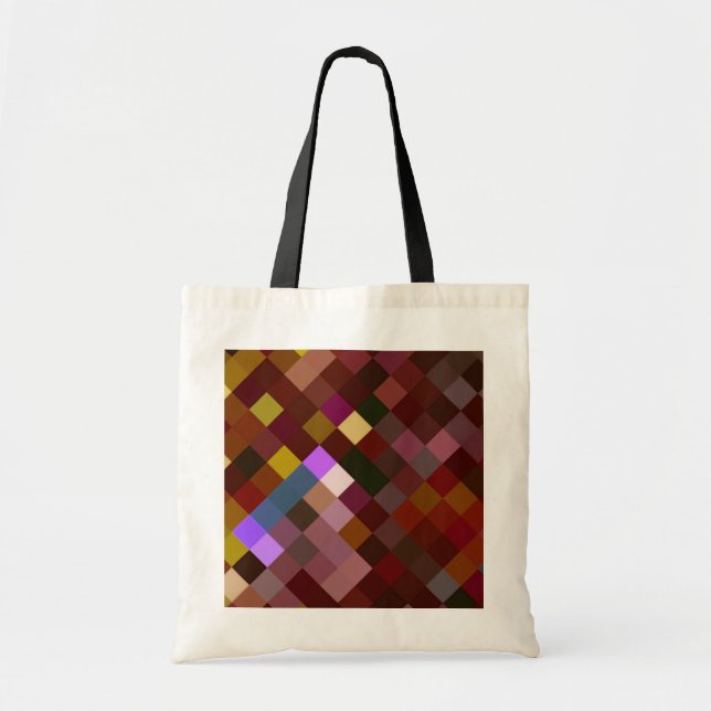 Bolso De Tela Patrón Pixelado - Marrón (Frente)