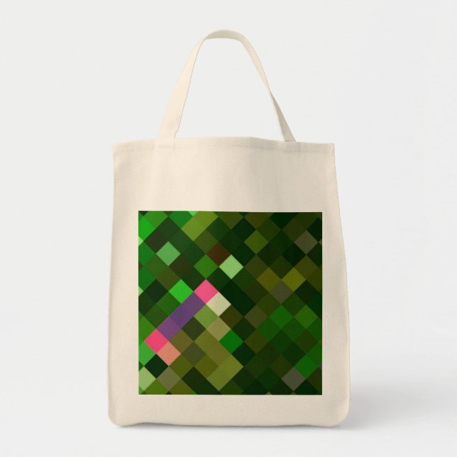 Bolso De Tela Patrón Pixelado - Verde (Frente)