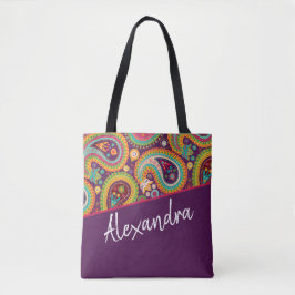 Bolso De Tela Patrón Púrpura Paisley Personalizado