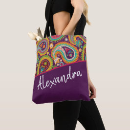 Bolso De Tela Patrón Púrpura Paisley Personalizado