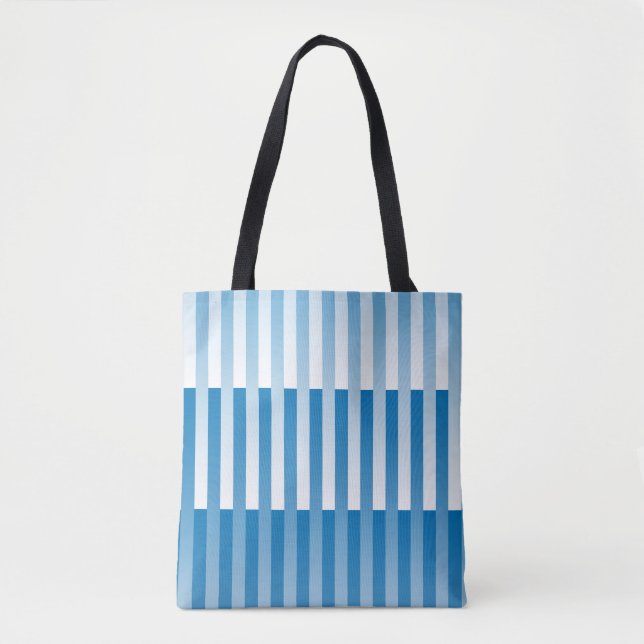 Bolso De Tela Patrón rayado azul blanco (Anverso)