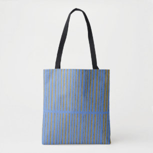 Bolso De Tela Patrón rayado azul y verde