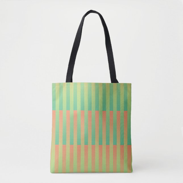 Bolso De Tela Patrón rayado de Naranja verde (Anverso)