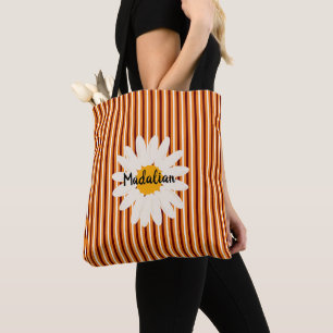 Bolso De Tela Patrón rayado monograma retro escandinavo a la mod