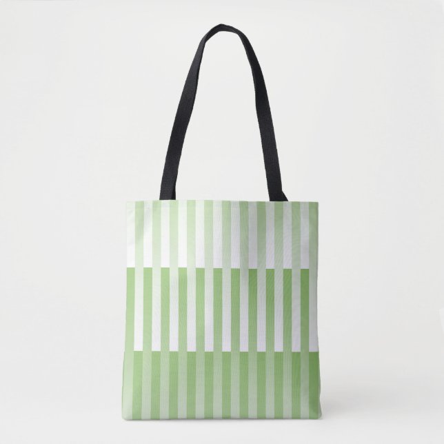 Bolso De Tela Patrón rayado verde blanco (Anverso)