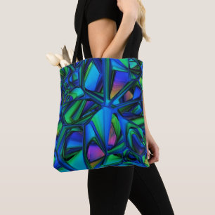 Bolso De Tela Patrón resumen azul y Verde azulado