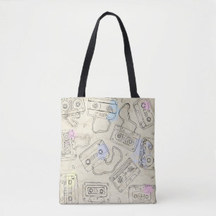 Bolso De Tela Patrón Retro de Cinta de Mezcla de Casete Nostálgi