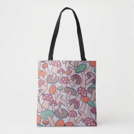 Bolso De Tela Patrón Retro de Hongos del Bosque Otoñal Micelio