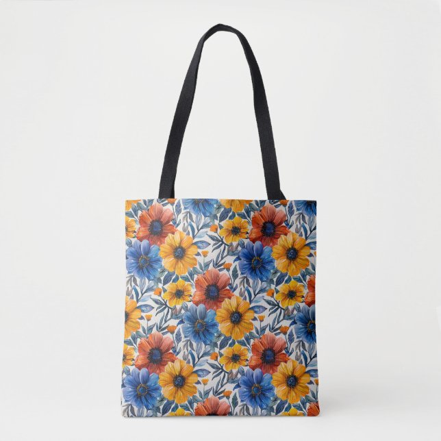 Bolso De Tela Patrón retro de moda rústica floral (Anverso)