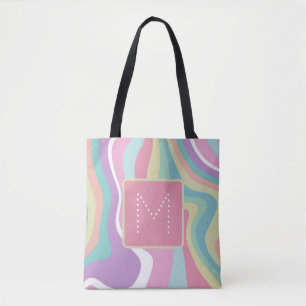 Bolso De Tela Patrón Retro de Monograma Moderno de Moda