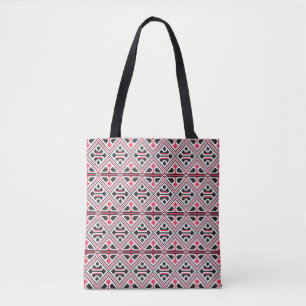 Bolso De Tela Patrón Retro de punto de cruz Rojo y Negro