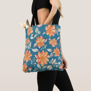 Bolso De Tela Patrón retro floral sin soldadura